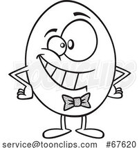Cartoon Outline Happy Egg Wearing a Bowtie by Toonaday