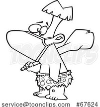 Cartoon Outline Caveman Wearing a Mask by Toonaday