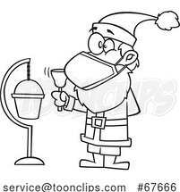 Cartoon Christmas Santa Claus Wearing a Mask and Ringing a Bell by Toonaday