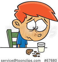 Cartoon Boy Sadly Looking at a Crumbled Cookie by Toonaday