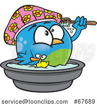 Cartoon Bird Bathing by Toonaday