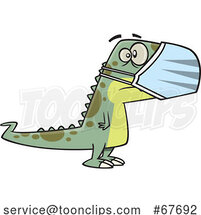 Cartoon Dinosaur Waring a Face Mask by Toonaday