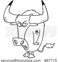 Clipart Outline Cartoon Tough Chinese Zodiac Tattooed Ox by Toonaday