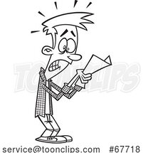 Clipart Outline Cartoon Teen Boy Receiving a Bad Grade by Toonaday