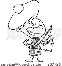 Clipart Outline Cartoon Scottish Boy by Toonaday