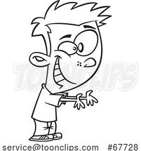 Clipart Outline Cartoon Boy Reaching His Hands out to Receive by Toonaday
