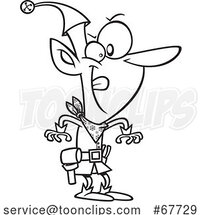 Clipart Outline Cartoon Christmas Elf Ready to Make a Quick Draw by Toonaday