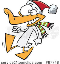 Clipart Cartoon Walking Christmas Duck by Toonaday