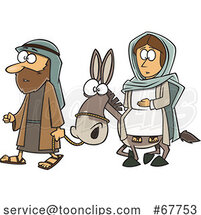 Clipart Cartoon Joseph and Mary with a Donkey by Toonaday
