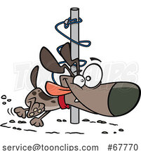 Clipart Cartoon Energetic Dog Orbiting Around a Post by Toonaday
