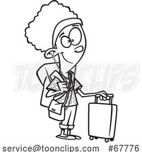 Cartoon Black and White Girl Traveling by Toonaday