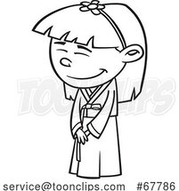 Cartoon Black and White Korean Girl by Toonaday