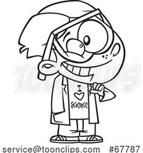 Cartoon Black and White Boy Wearing an I Love Science Shirt by Toonaday