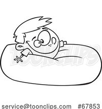 Cartoon Black and White Boy Relaxing in a Bean Bag by Toonaday