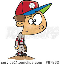 Cartoon Boy Standing on a Baseball Mound by Toonaday