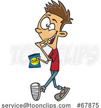 Cartoon Teen Boy Walking and Snacking by Toonaday