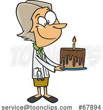 Cartoon Doctor Holding a Birthday Cake by Toonaday