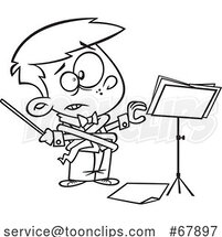 Cartoon Black and White Boy Music Conductor by Toonaday