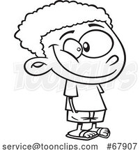 Cartoon Black and White Boy with His Hands in His Pockets by Toonaday