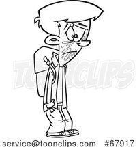 Cartoon Black and White Boy with Popped Bubble Gum on His Face by Toonaday