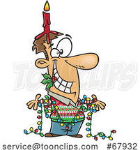 Cartoon Enthusiastic Guy Decked out for Christmas by Toonaday
