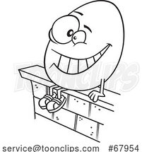 Cartoon Black and White Humpty Dumpty Sitting on a Wall by Toonaday