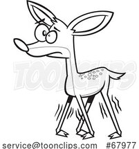 Cartoon Black and White Wobbly Fawn by Toonaday