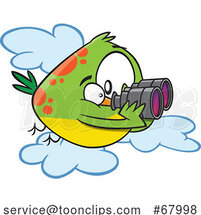 Cartoon Bird Using Binoculars by Toonaday