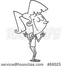Cartoon Outline Girl Gesturing Air Quotes by Toonaday