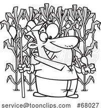 Cartoon Outline Farmer with a Green Thumb by Toonaday