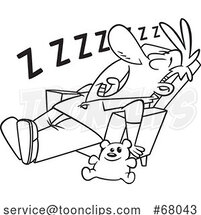 Cartoon Outline Exhausted Dad or Uncle Sleeping in a Chair by Toonaday