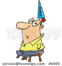 Cartoon Guy Wearing a Dunce Hat by Toonaday