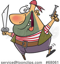 Cartoon Peg Leged Pirate with a Pistol and Sword by Toonaday