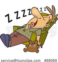 Cartoon Exhausted Dad or Uncle Sleeping in a Chair by Toonaday