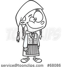 Black and White Cartoon Iceland Girl by Toonaday