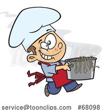 Cartoon Boy Chef Carrying a Pasta Pot by Toonaday