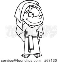 Black and White Cartoon Bible Girl by Toonaday