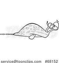 Cartoon Black and White Tired Slug by Toonaday