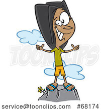 Cartoon Positive Girl or Lady on a Mountain by Toonaday