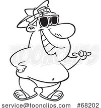 Cartoon Black and White Chubby Guy on a Beach by Toonaday