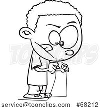 Cartoon Black and White Boy with a Live Wire by Toonaday