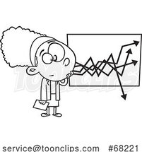 Cartoon Black and White Businesswoman Looking at a Dropping Chart by Toonaday