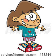 Cartoon Girl with an I Love History Shirt and Book by Toonaday