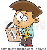Cartoon Boy Reading a Confidential File by Toonaday