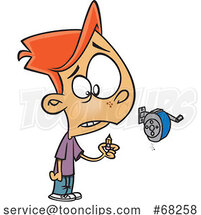 Cartoon Boy Holding a Pencil Stub After Using a Sharpener by Toonaday