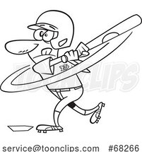 Black and White Cartoon Baseball Player Batting by Toonaday