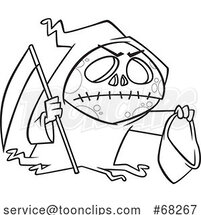 Black and White Cartoon Grim Reaper Holding a Bag by Toonaday