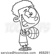 Black and White Cartoon Basketball Boy by Toonaday