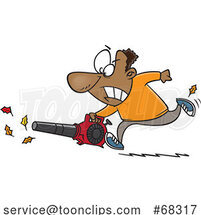 Cartoon Guy Using a Powerful Leaf Blower by Toonaday