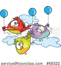 Cartoon Flock of Fat Birds with Balloons by Toonaday